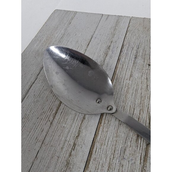 Vintage Pyramid Stainless Steel 12 3/4" Solid Serving Spoon Red Brown Handle - Picture 5 of 9